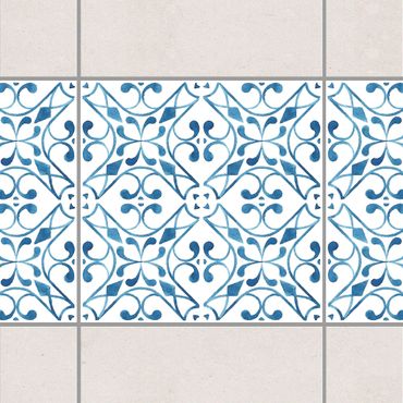 Adhesive tile border - Blue White Pattern Series No.3