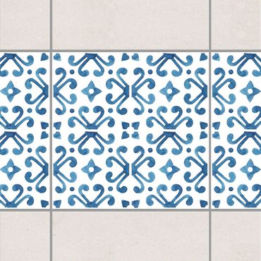 Adhesive tile border - Blue White Pattern Series No.7