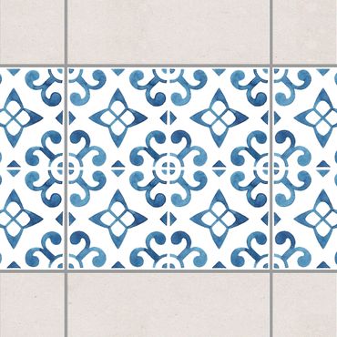 Adhesive tile border - Blue White Pattern Series No.5