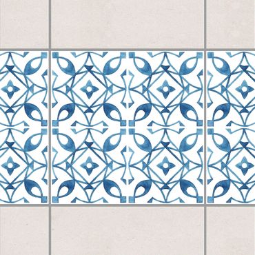 Adhesive tile border - Blue White Pattern Series No.8