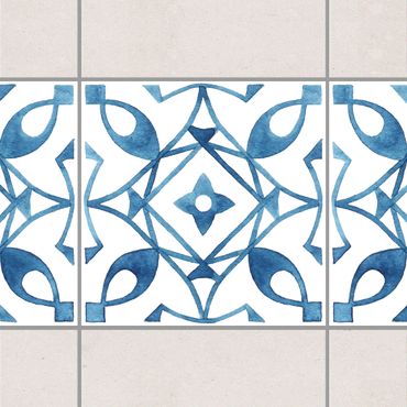 Adhesive tile border - Pattern Blue White Series No.8