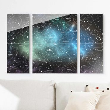 Glass print 3 parts - Stellar Constellation Map Galactic Nebula