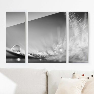 Glass print 3 parts - Story of a Waterdrop Black White