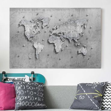 Print on canvas - Concrete World Map
