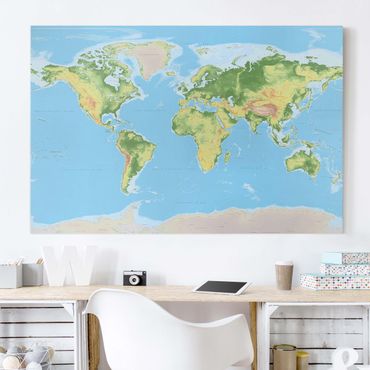 Print on canvas - Physical World Map