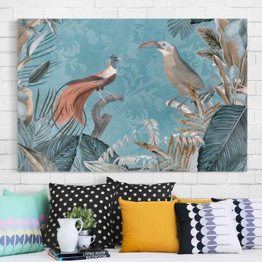 Print on canvas - Vintage Collage - Birds Of Paradise