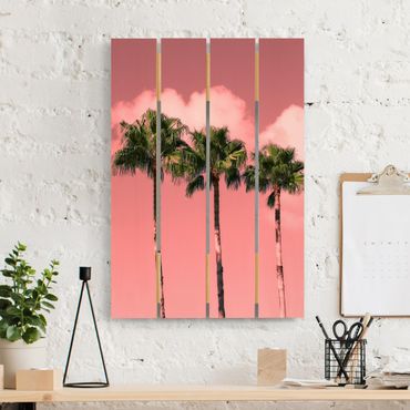 Print on wood - Palm Trees Against Sky Pink