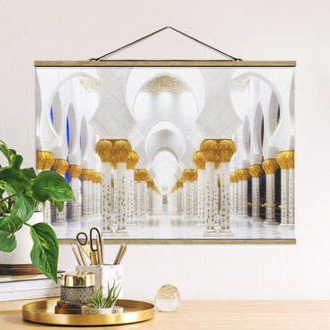Fabric print with poster hangers - Mosque In Gold