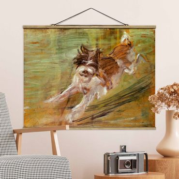 Fabric print with poster hangers - Franz Marc - Jumping Dog