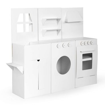 FOLDZILLA Kinderküche - Play kitchen set white for drawing/stickers
