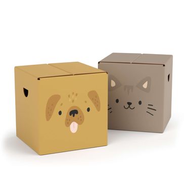 FOLDZILLA cardboard stools for kids - Cute Dog & Cat