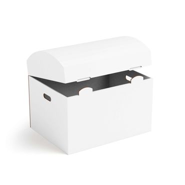 FOLDZILLA cardboard treasure chest - Treasure chest white for colouring and stickers