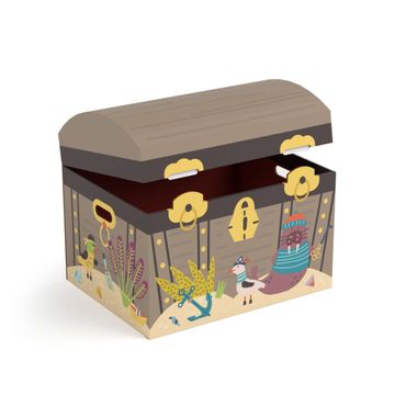 FOLDZILLA cardboard treasure chest - Pirate treasure chest for colouring