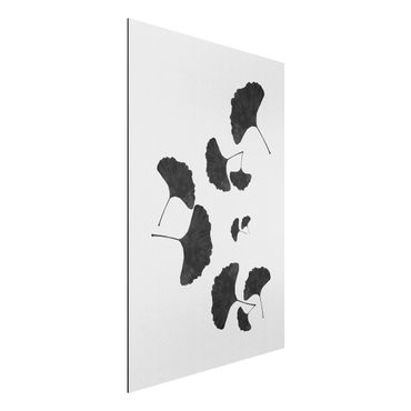 Print on aluminium - Ginkgo Composition In Black And White