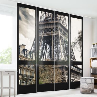 Sliding panel curtains set - Window View Paris - Close To The Eiffel Tower