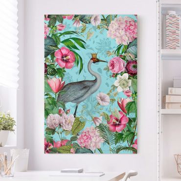 Print on canvas - Vintage Collage - Crane With Crown