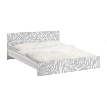 Adhesive film for furniture IKEA - Malm bed 180x200cm - Zebra Design Light Grey Stripe Pattern