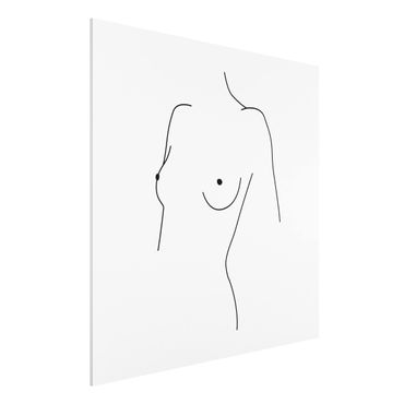 Print on forex - Line Art Nude Bust Woman Black And White