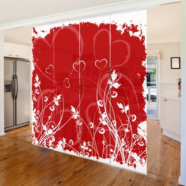 Sliding panel curtains set - Hearts Of Flower