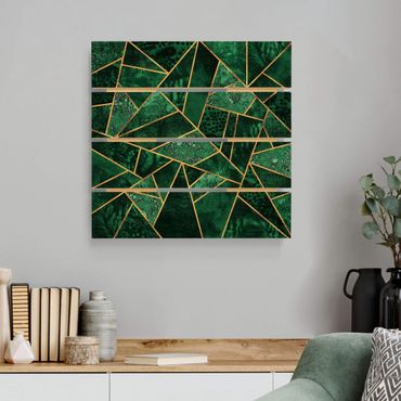 Print on wood - Dark Emerald With Gold