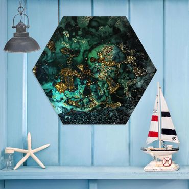 Hexagon Picture Forex - Golden Sea Islands Abstract