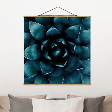 Fabric print with poster hangers - Succulent Petrol II
