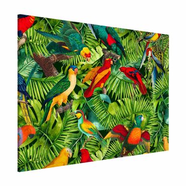 Magnetic memo board - Colourful Collage - Parrots In The Jungle