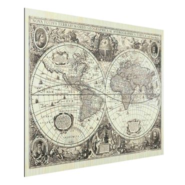 Print on aluminium - Vintage World Map Antique Illustration