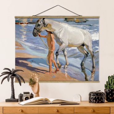 Fabric print with poster hangers - Joaquin Sorolla - The Horse’S Bath