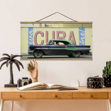 Fabric print with poster hangers - Show me Cuba