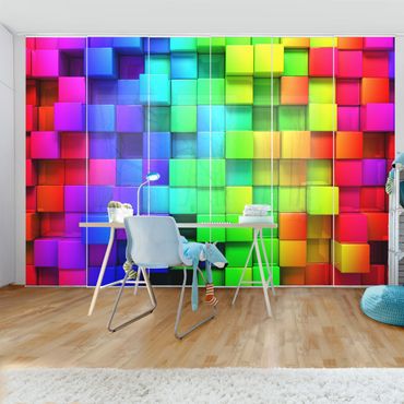 Sliding panel curtains set - 3D Cubes