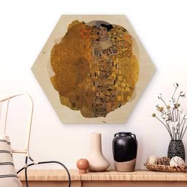 Wooden hexagon - WaterColours - Gustav Klimt - Portrait Of Adele Bloch-Bauer I