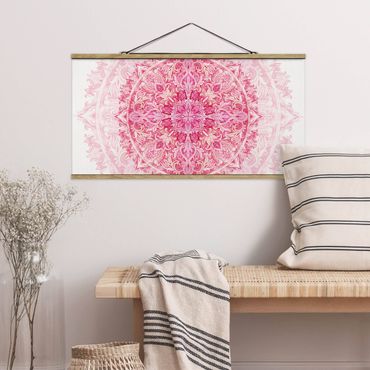 Fabric print with poster hangers - Mandala Watercolour Ornament Pink