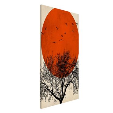 Magnetic memo board - Flock Of Birds In Front Of Red Sun II