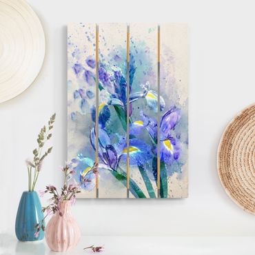 Print on wood - Watercolour Flowers Iris