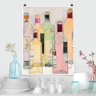 Poster kitchen - Wine Bottles In Watercolour I