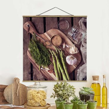 Fabric print with poster hangers - Asparagus Rustic