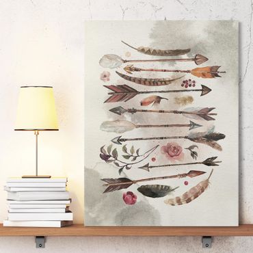 Print on canvas - Boho Arrows And Feathers - Watercolour