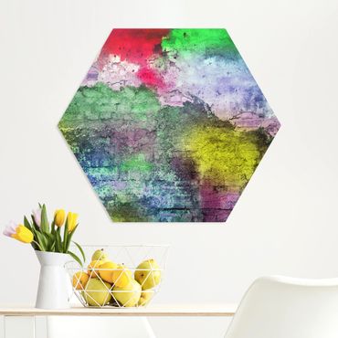 Forex hexagon - Colourful Sprayed Old Brick Wall