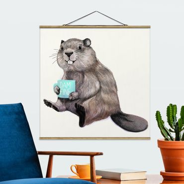 Fabric print with poster hangers - Illustration Beaver Wit Coffee Mug