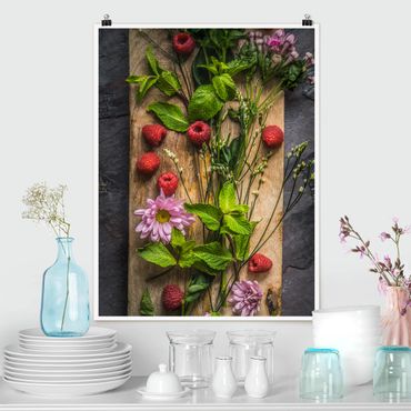 Poster - Flowers Raspberries Mint