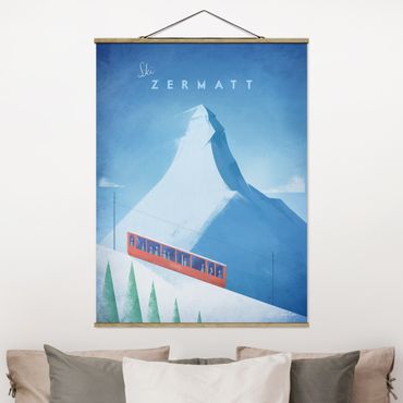 Fabric print with poster hangers - Travel Poster - Zermatt