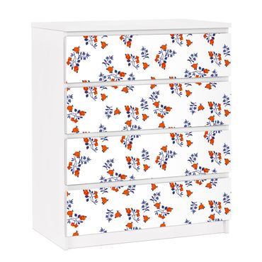 Adhesive film for furniture IKEA - Malm chest of 4x drawers - Mille Fleurs Design Pattern