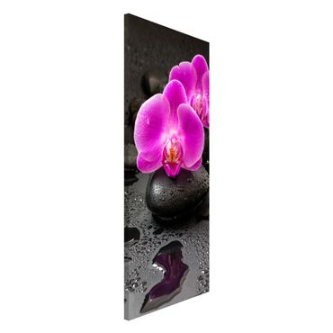 Magnetic memo board - Pink Orchid Flower On Stones With Drops