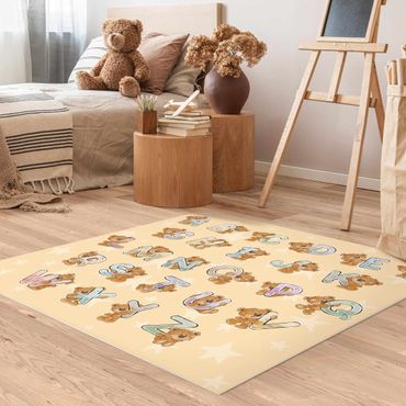 Vinyl Floor Mat - I Am Learning The Alphabet with Teddy From A To Z - Square Format 1:1