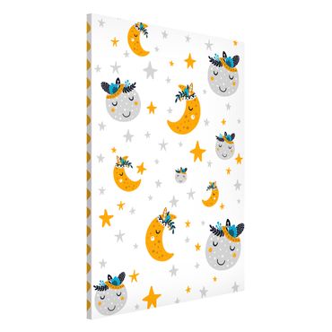 Magnetic memo board - Sleaping Friends Moon And Stars With Frame
