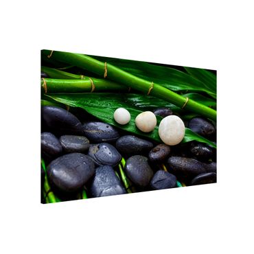 Magnetic memo board - Green Bamboo With Zen Stones