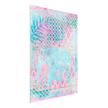 Print on forex - Colourful Collage - Elephant In Blue And Pink