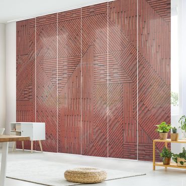 Sliding panel curtains set - Design Brick Red