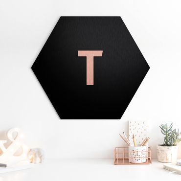 Alu-Dibond hexagon - Letter Black T